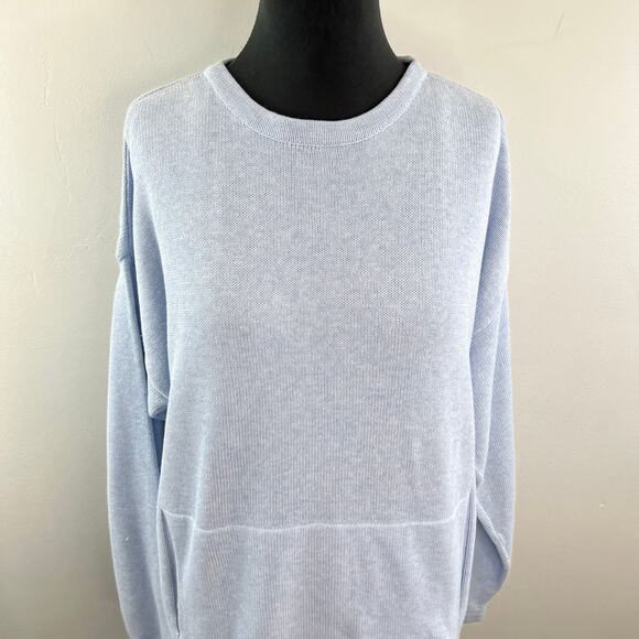 COUSIN JOHNNY Light Blue Knit Sweater Cotton Long Sleeve Pullover Size L Large - Picture 3 of 11